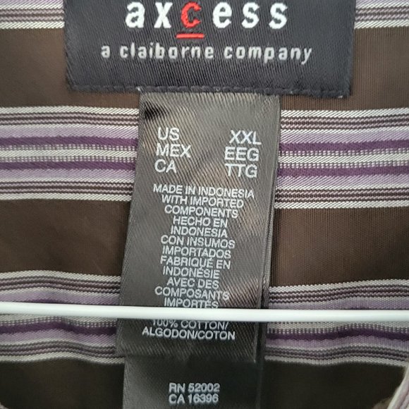 AXCESS Men's Dress Shirt, XXL, Brown & Purple stripes - Picture 3 of 4